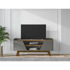 Manhattan Comfort - Meuble TV Marcus 53,14 po style Mid-Century Modern - Gris et Nature-Recommandé pour un téléviseur de 55 pouces