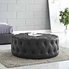 Modway - Amour Vinyle rembourré Ottoman - Noir-Bois massif et contreplaqué