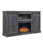 Manhattan Comfort - Ensemble de 2 cheminées modernes Myrtle 60 po - Noir et brun foncé-Cheminée électrique avec télécommande pour modifier l'effet de lueur et la chaleur. Contrôle de la flamme sur 3 niveaux : faible, moyen, élevé. L'apparence de la cheminée varie d'une faible lueur des bûches à une forte lueur des bûches