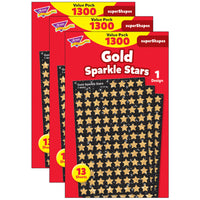 TREND Enterprises - Pack économique superShapes Gold Sparkle Stars - 3 paquets de 1300-Des étoiles scintillantes : une manière traditionnelle de marquer le succès ! Pack à prix avantageux.