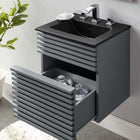 Modway - Render Fixation murale de 18" Vanette de salle de bain - Gris Noir-MDF et panneau de particules
