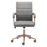 Zuo - Auction Chaise de bureau - Gris-Moelleux et durable pour un confort quotidien exceptionnel