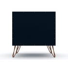 Manhattan Comfort - Rockefeller Table de Nuit 1 Tiroir Style Mid-Century Modern 51 cm - Tatiana Bleu Minuit - Lot de 2-Garantie limitée du fabricant de 30 jours