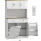 HOMCOM - Armoire de rangement 68 po avec station de chargement - blanc-Grande capacité avec quatre armoires, deux tiroirs et deux étagères réglables 