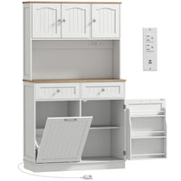 HOMCOM - Armoire de rangement 68 po avec station de chargement - blanc-Grande capacité avec quatre armoires, deux tiroirs et deux étagères réglables 