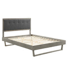 Modway - Willow Bois Lit à plateforme queen avec cadre angulaire, Charbon de bois gris-Cadre de lit plateforme Queen