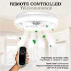 Bell+Howell - Ventilateur de plafond CannonX à profil bas de 50 cm (19,7 po) avec éclairage et télécommande - Blanc-Dimensions : 19,69 po L x 19,69 po l x 5,32 po H