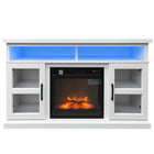 HOMCOM - Support de télévision avec cheminée - 48 po - blanc-Chauffage de 1400W avec thermostat de 17 à 27℃ 
