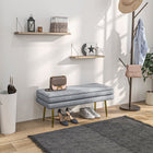 HOMCOM - Banc de rangement rembourré pour bout de lit - gris foncé-Le rangement sous l’assise permet de garder vos objets bien rangés 