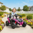 Qaba - Camion électrique 12V pour enfants avec double moteur - rose-Amortisseurs arrière et grandes roues pour une conduite confortable 