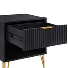 Manhattan Comfort - Ensemble de 2 tables de chevet modernes DUMBO 20,07" à 1 tiroir - Noir-Pieds évasés en métal doré élégants ajoutant une touche de design mode et de durabilité