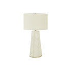 Monarch Specialties - Luminaire - 29 po H Lampe De Table - Céramique Blanche - Abat-Jour Ivoire / Crème - Contemporain-cette lampe de table d'inspiration art-déco, haute de 29 pouces, avec une base colonnaire en céramique blanche au design géométrique épuré, surmontée d'un abat-jour tambour en lin ivoire et finie par un fleuron argenté, apporte un style tendance au salon, à la chambre à coucher ou au bureau