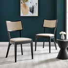 Modway - Caledonia Tissu tapis Chaise à manger Ensemble de 2 - Noir beige-Cadre en bois d’orme
