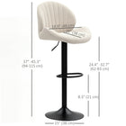 HOMCOM - Tabourets de bar pivotants hauteur comptoir avec dossier - beige - paquet de 2-Siège pivotant à 360° pour faciliter les échanges et les mouvements 
