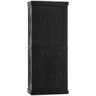 HOMCOM - Buffet de cuisine autoportant avec 4 portes - noir-L'étagère à 6 niveaux avec tiroir offre suffisamment d'espace pour ranger la vaisselle, les ustensiles de cuisine, les appareils électroménagers et les produits secs 