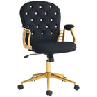 Vinsetto - Chaise de coiffeuse avec dossier et accoudoirs capitonnés à boutons - noir-Tissu à effet velours, esthétique et doux pour la peau