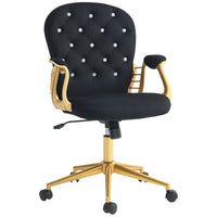 Vinsetto - Chaise de coiffeuse avec dossier et accoudoirs capitonnés à boutons - noir-Tissu à effet velours, esthétique et doux pour la peau