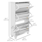 HOMCOM - Armoire à chaussures moderne avec 3 tiroirs basculants pour 12 paires - blanc-Le dessus plat permet d'exposer des objets décoratifs ou de ranger des essentiels 