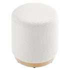 Modway - Tilden Sherpa rond 16" Rembourré Ottoman - Ivory Natural-Capacité de poids : 506 lbs.