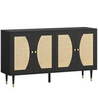 HOMCOM - Buffet 55,1 po L, armoire de rangement - noir-Le design exquis en rotin ajoute une beauté esthétique naturelle 