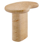Modway - Elowen Intérieur - Terrasse extérieure Faux travertin texturé Table d’appoint - Travertin-Forme moderne de haricot rognon