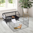 PawHut - Cage pour lapin, cochon d’Inde, furet avec enclos pliable et amovible - 34,5 po x 50,5 po x 22 po-Fabriqué à partir de fils d’acier de haute qualité, résistants aux intempéries et durables 
