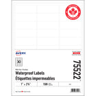Avery - Étiquettes Imperméables - 1 po x 2.575 po - Paquet de 1500-Blanc