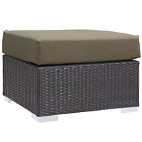 Modway - Convene Terrasse extérieure Tissu Carré ottoman in Espresso Moka-Tissage en rotin synthétique