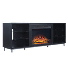 Manhattan Comfort - Ensemble de 2 cheminées modernes Brighton 60 po - Noir et Onyx-Cheminée électrique avec télécommande pour modifier l'effet de lueur et la chaleur Visuel de la flamme réglable sur 3 niveaux : faible, moyen, élevé Apparence de la cheminée allant d'une faible lueur des bûches à une forte lueur des bûches