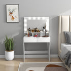 HOMCOM - Coiffeuse avec miroir éclairé - 31,5 po L x 15,7 po l x 53,1 po H - blanc-Trois modes d’éclairage répondent à divers besoins d’application du maquillage 