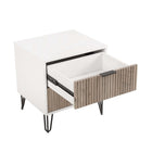 Manhattan Comfort - Table de nuit moderne DUMBO 20,07" à 2 tiroirs - Blanc et gris rustique-Parfait pour le rangement de chevet, les lampes ou les objets de décoration