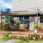 Outsunny - Tonnelle Extérieur, Pergola avec Auvent Rétractable - 10 pi x 10 pi - Marron-Auvent résistant aux éclaboussures avec UPF30+ pour protéger du soleil 