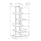 Monarch Specialties - 7232 60 po H Etagere - Taupe Fonce/Metal Noir-Dimensions : 60 haut. x 32 larg. x 13 prof. (po)