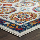 Modway - Entourage Treillis marocain floral vieilli d’Odile Tapis de 5 pi l x 8 pi L - Ivoire Bleu Rouge Orange Jaune-Polypropylène 100% Frise
