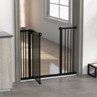 PawHut - Barrière pour animaux de compagnie de 74 à 100 cm de large avec porte, barrière pour chien d'intérieur pour escaliers-Idéal pour garder les animaux dans une zone désignée