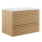 Modway - Render Fixation murale de 30" Vanette de salle de bain - Oak White-Vanité moderne du milieu du siècle
