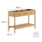 Modway - Zaire 48" compatible double évier Armoire de toilette de salle de bain (lavabo non inclus) - Naturel-Tiroir du milieu spacieux
