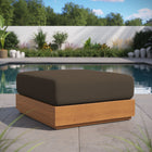 Modway - Tahoe Terrasse extérieure Bois d’acacia Ottoman in Cacao naturel-Rembourrage en mousse dense