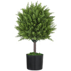 HOMCOM - Plantes artificielles décoratives 21,7 po H pour la maison - vert-Les arbres topiaires artificiels en cèdre améliorent l’esthétique de la maison 