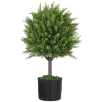 HOMCOM - Plantes artificielles décoratives 21,7 po H pour la maison - vert-Les arbres topiaires artificiels en cèdre améliorent l’esthétique de la maison 