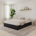 Nexera - Lit double Avenue 3 tiroirs, Noir-Comprend un système de lattes pour le support du matelas, il ne nécessite donc pas de sommier, le choix économique idéal 