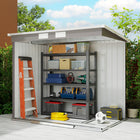 Outsunny - Abri de jardin adossé 7 pi x 4 pi avec kit de fondation-Porte double coulissante pour un accès facile. Peut être verrouillée, cadenas non inclus  
