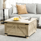HOMCOM - Table basse avec rangement caché à abattant - chêne-Un espace de rangement caché sous le dessus pour stocker de nombreux essentiels du quotidien