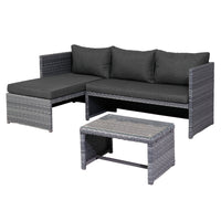 Dura Housewares - ensemble sofa Punta Cana - gris-Fabriqué avec un cadre robuste de style rotin et un tissu oléfine de 220g, reconnu pour sa durabilité et ses performances en extérieur