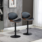 HOMCOM - Tabourets de bar avec dossier courbé et repose-pieds - noir - paquet de 2-Hauteur d'assise réglable, de la hauteur de bar à la hauteur de comptoir 
