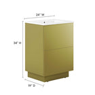 Modway - Quantum 24" Vanette de salle de bain - Or blanc-Trous centraux de 8"