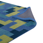 Modway - Andela Mosaïque de blocs imbriqués Tapis de comédie 8 pi l x 10 pi L - Bleu multicolore et vert olive pâle-Résistant aux taches / Facile à nettoyer