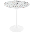 Modway - Lippa Rond de 20 po Terrazzo Table d’appoint - Terrazzo blanc-Table d’appoint moderne