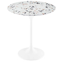 Modway - Lippa Rond de 20 po Terrazzo Table d’appoint - Terrazzo blanc-Table d’appoint moderne