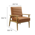 Modway - Jensen Cuir végane Chaise d’accent - Chêne français tanné-Touffage en chenal horizontal